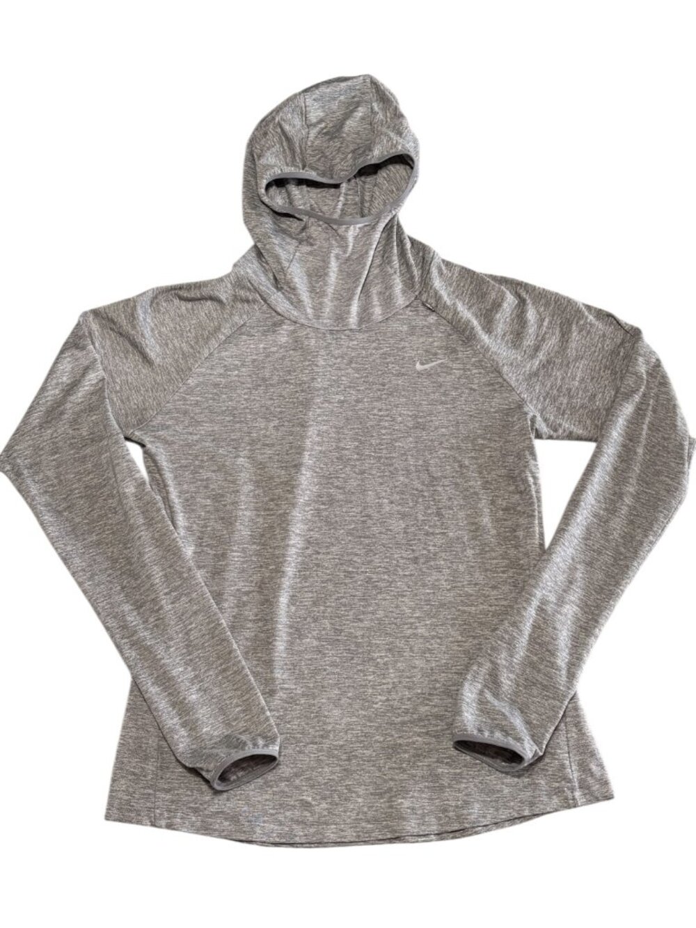 Nike Gray DRI-fit Running Cowl Neck Long Sleeved Hooded Reflective Womens Medium